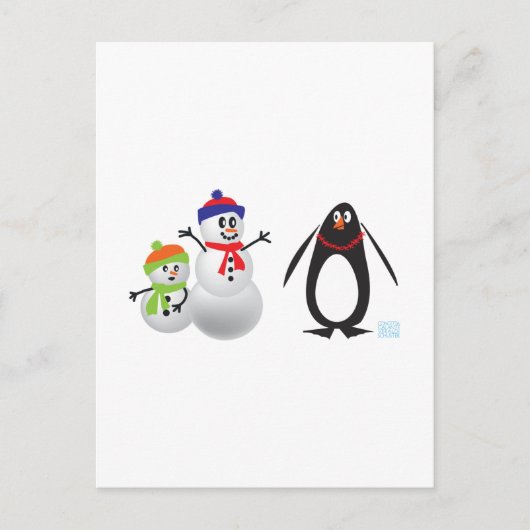 Snowmen en Penguin Briefkaart (Voorkant)