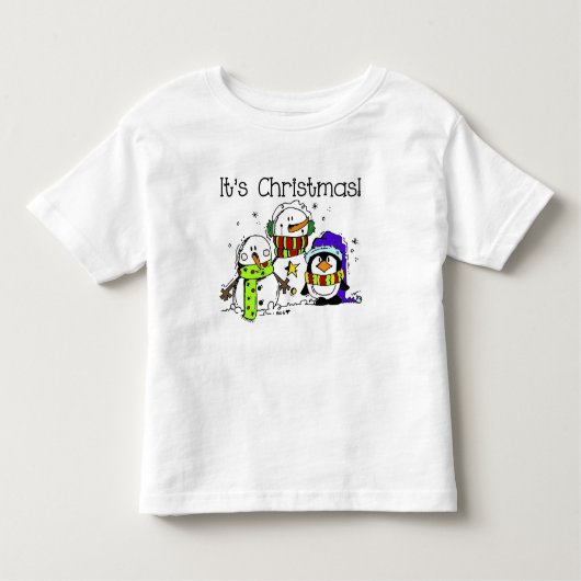 Snowmen en pinguïns Het is Kerstmis Kinder Shirts (Voorkant)