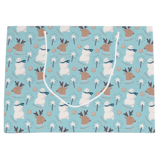 Snowmen en rendieren groot cadeauzakje (Voorkant)