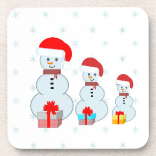 Snowmen en sneeuwvlokken voor kerstmis bier onderzetter