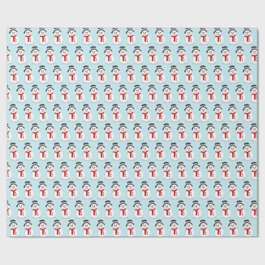 Snowmen en Snowflakes Blue Pattern Cadeaupapier (Vlak)