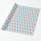 Snowmen en Snowflakes Blue Pattern Cadeaupapier (Uitgerold)