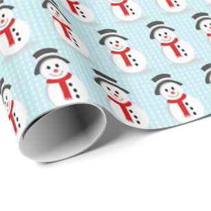 Snowmen en Snowflakes Blue Pattern Cadeaupapier