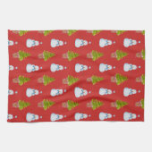 Snowmen et arbres de Noël Motif serviette de cuisi (Horizontal)