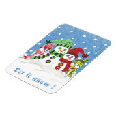 Snowmen familie premium magnet magneet (Linkerzijde)