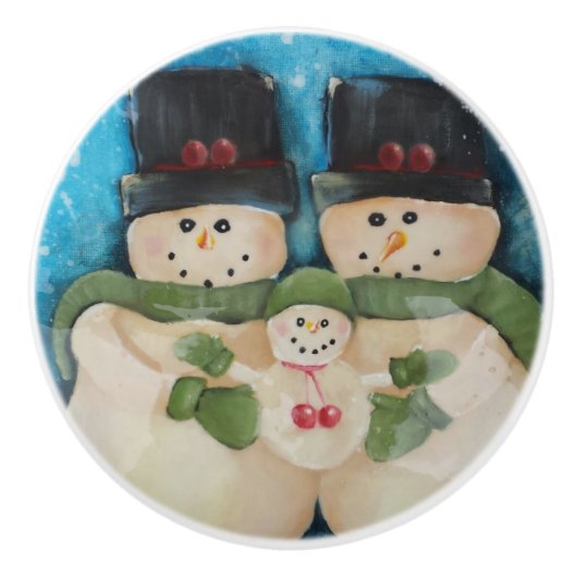 Snowmen Familiekabinet Knobs Keramische Knop (Voorkant)