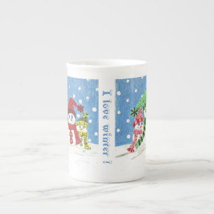 Snowmen famille Bone China mug
