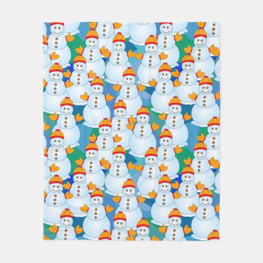 Snowmen Fleece Deken (Voorkant)