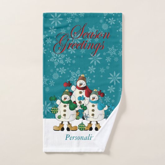 Snowmen Friends Cute Kerstmis Bad Handdoek (Handdoek)