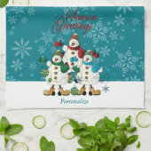 Snowmen Friends Cute Kerstmis Theedoek (Gevouwen)