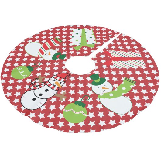 Snowmen, Gifts, Ornamenten Holiday Tree Skirt Kerstboom Rok (Gekanteld)