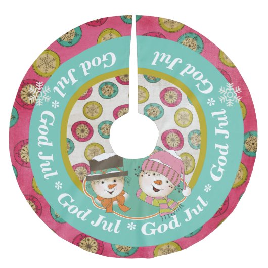 Snowmen God jul Holiday Tree Skirt Kerstboom Rok (Voorkant)