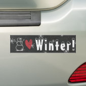 Snowmen Heart Winter Bumpersticker (Op auto)