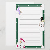 Snowmen Holiday Stationery met Kerstmis Briefpapier (Voorkant / Achterkant)