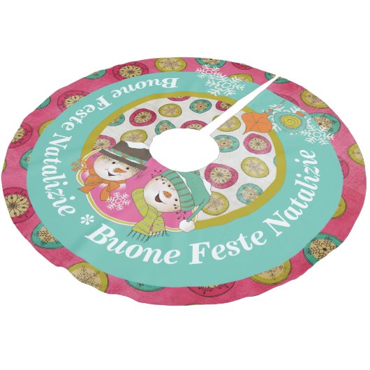 Snowmen Italy Merry Kersttree Skirt Kerstboom Rok (Gekanteld)