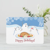 Snowmen kalkoen diner culinaire kerstkaart (Staand voorkant)