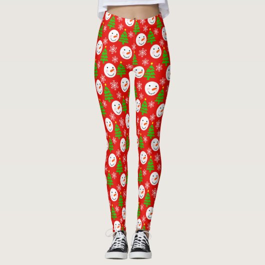Snowmen Kerstfeestmaal Leggings (Voorkant)