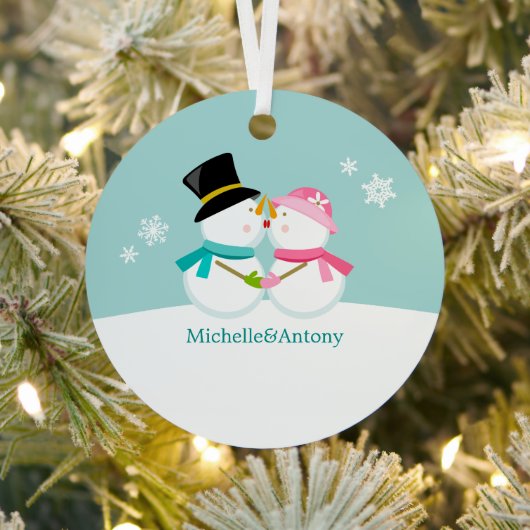 Snowmen Kerstmis kussen Metalen Ornament (Insitu)