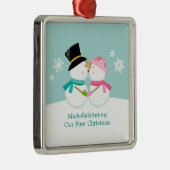 Snowmen Kerstmis kussen Metalen Ornament (Rechts)