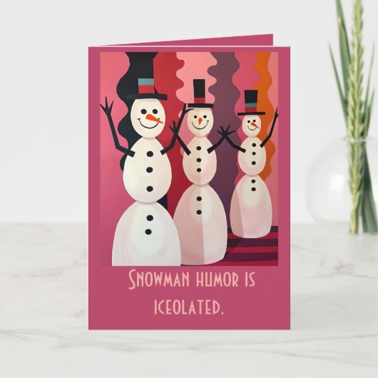 Snowmen Kitschmas Christmas Pink Theme Design Kaart (Voorkant)