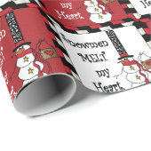 Snowmen Melt je hart | Kerstmis Cadeaupapier (Rol Hoek)
