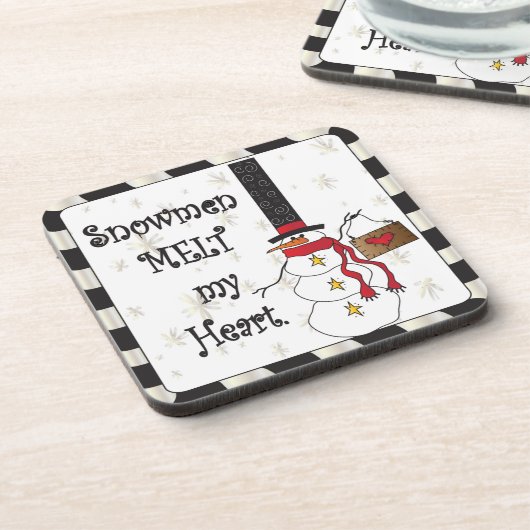 Snowmen Melt je hart | Kerstmis Drankjes Onderzetter (Linkerzijde)