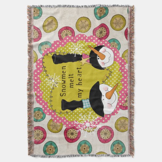 Snowmen Melt Mijn Heart Holiday Throw Deken (Voorkant Verticaal)
