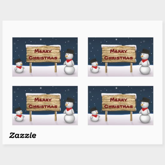 Snowmen mignon souhaitant Joyeux Noël - Sticker (Feuille)