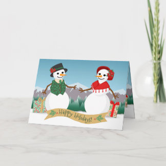 Snowmen Paper Doll Holiday Card Kaart