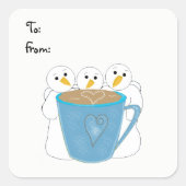 Snowmen Partager un Sticker Carré de boisson (Devant)