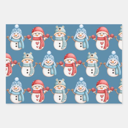 Snowmen Reeks papierbladen voor onmiddellijke verp Inpakpapier Vel (Voorkant)
