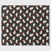 Snowmen Scatter Black Wrapping Paper Cadeaupapier (Vlak)