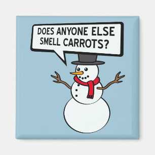 Snowmen Smell Carrots Funny Magnet Magneet