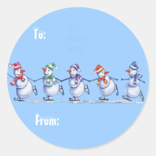 Snowmen sur les étiquettes cadeaux de glace