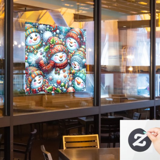 Snowmen Window Cling Raamsticker (Restaurant Raam)