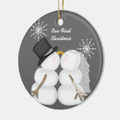 Snowmen zoenen trouwden met onze eerste kerstdag keramisch ornament (Links)