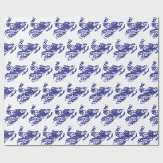 Snowmobier in Camouflage Blue Cadeaupapier (Vlak)