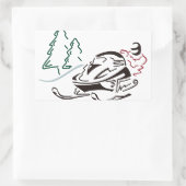 Snowmobier Pine Trees Rechthoekige Sticker (Tas)
