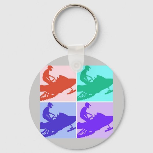 Snowmobier/Pop Art Sleutelhanger (Voorkant)
