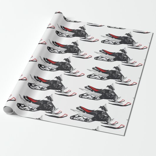 Snowmobile Cadeaupapier (Uitgerold)