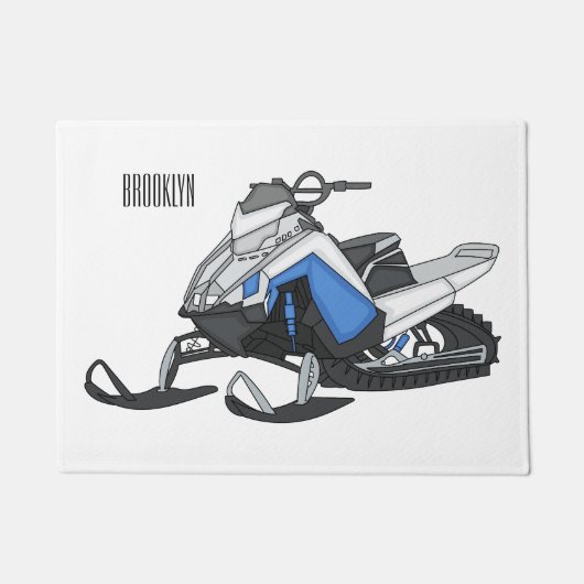 Snowmobile cartoon illustratie deurmat (Voorkant)