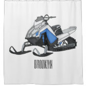 Snowmobile cartoon illustratie douchegordijn (Voorkant)