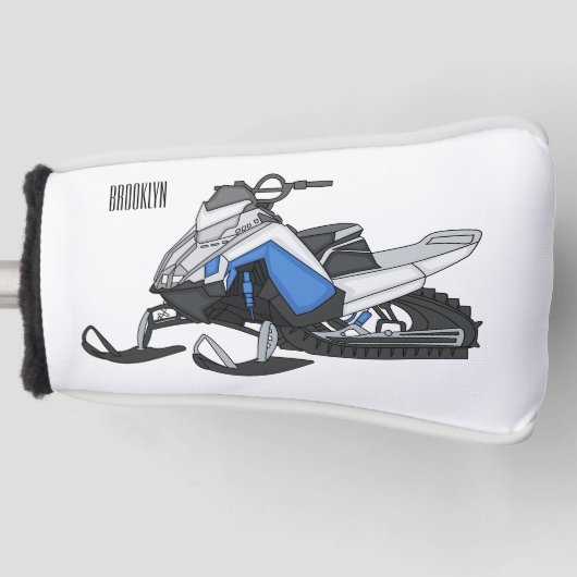 Snowmobile cartoon illustratie golfheadcover (Voorkant)