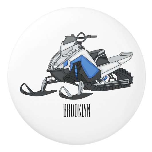 Snowmobile cartoon illustratie keramische knop (Voorkant)
