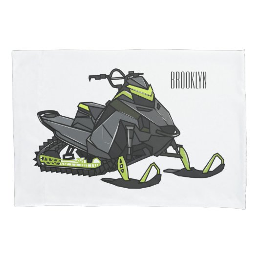 Snowmobile cartoon illustratie kussensloop (Voorkant)