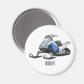 Snowmobile cartoon illustratie magneet (Voorkant / Achterkant)