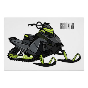 Snowmobile cartoon illustratie perfect poster