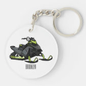 Snowmobile cartoon illustratie sleutelhanger (Achterkant)