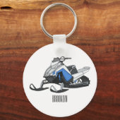 Snowmobile cartoon illustratie sleutelhanger (Voorkant)
