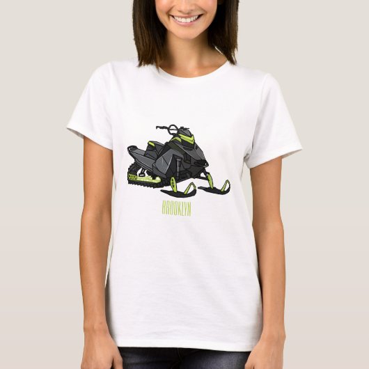 Snowmobile cartoon illustratie t-shirt (Voorkant)